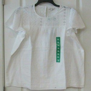 Ella Moss Women's White Popover Top